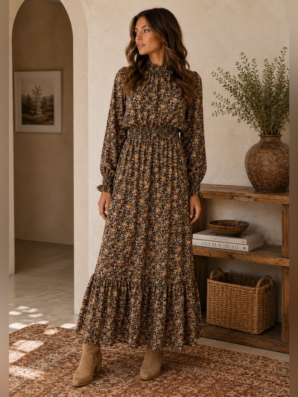 Universal Thread Floral Long Sleeve Midi Dress